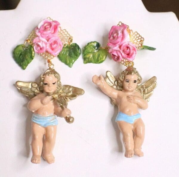 SOLD! 5034 Baroque Musical Small Cherubs Stunning Earrings Studs - Image 7