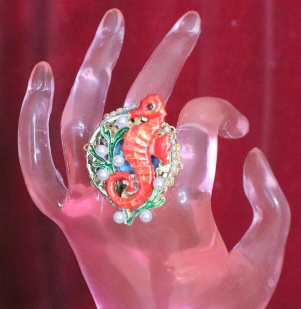 SOLD! 5037 Genuine Huge Solar Quartz Sea Horse Cocktail Adjustable Ring - Image 7