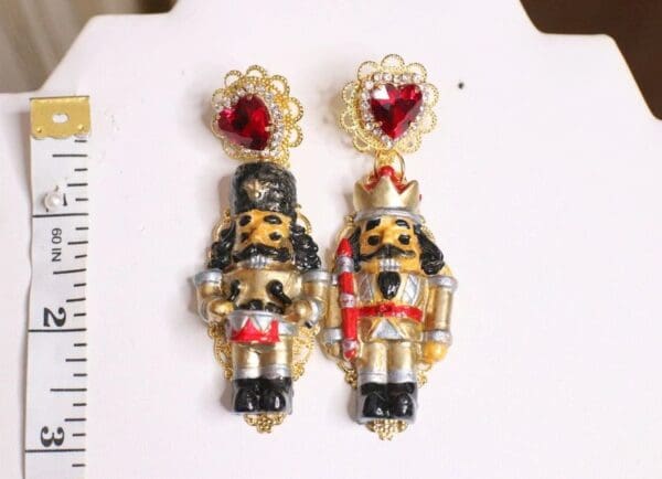 SOLD! 5038 Baroque Hand Painted Nutcracker Earrings Studs - Image 7