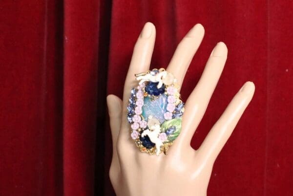 SOLD! 5065 Genuine Huge Aura Titanium Unicorns Cocktail Adjustable Ring - Image 5
