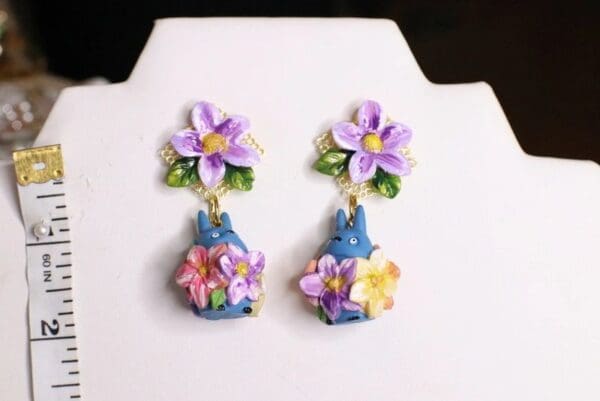 SOLD! 5096 Japanese Totoro Cartoon Adorable Irregular Poppy Earrings Studs - Image 6