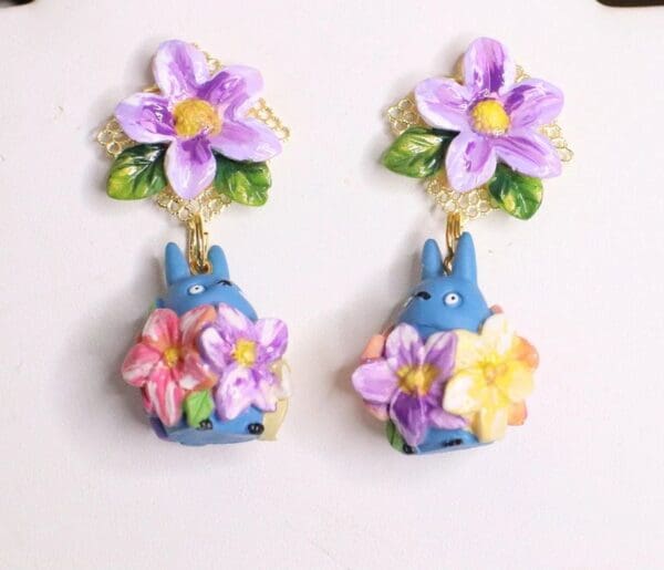 SOLD! 5096 Japanese Totoro Cartoon Adorable Irregular Poppy Earrings Studs - Image 7