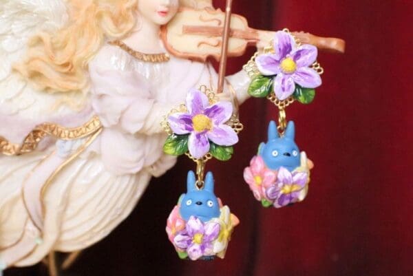 SOLD! 5096 Japanese Totoro Cartoon Adorable Irregular Poppy Earrings Studs