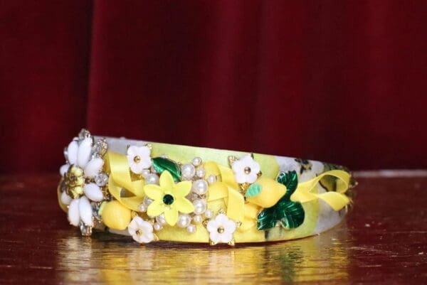 SOLD! 5099 Baroque Elegant Summery Lemon Fruit Ribbon Headband - Image 5