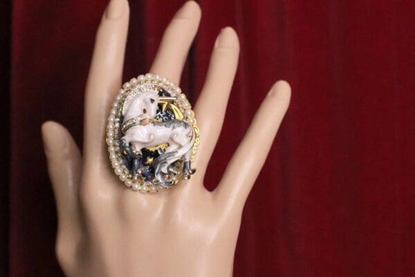 SOLD! 5102 Genuine Huge Sanora Chrysocolla Unicorn Cocktail Adjustable Ring - Image 2