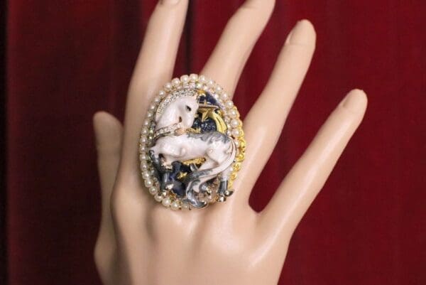SOLD! 5102 Genuine Huge Sanora Chrysocolla Unicorn Cocktail Adjustable Ring - Image 5