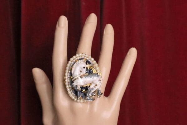 SOLD! 5102 Genuine Huge Sanora Chrysocolla Unicorn Cocktail Adjustable Ring - Image 6