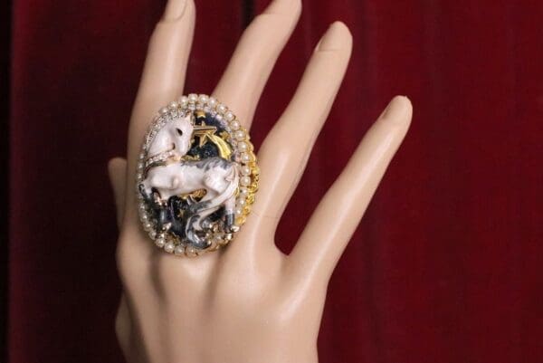 SOLD! 5102 Genuine Huge Sanora Chrysocolla Unicorn Cocktail Adjustable Ring - Image 7