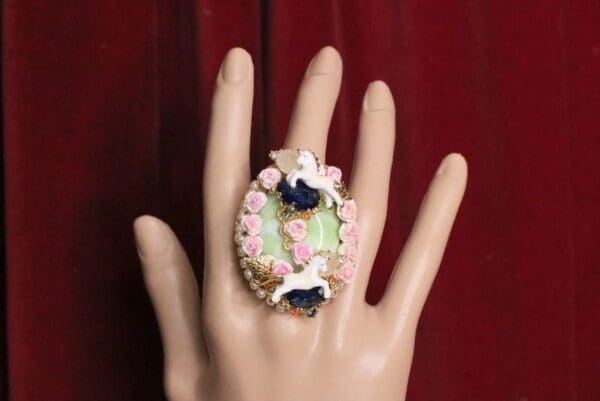SOLD! 5114 Genuine Huge Sulemani Agate Unicorn Cocktail Adjustable Ring - Image 2