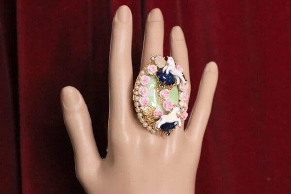 SOLD! 5114 Genuine Huge Sulemani Agate Unicorn Cocktail Adjustable Ring - Image 3