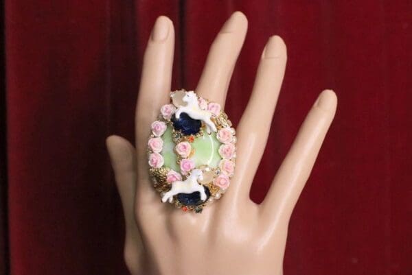 SOLD! 5114 Genuine Huge Sulemani Agate Unicorn Cocktail Adjustable Ring - Image 4