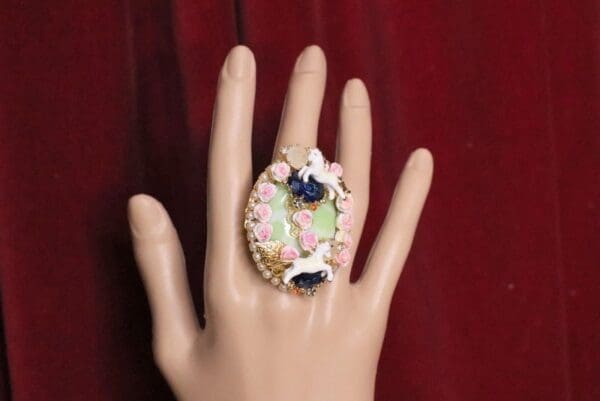 SOLD! 5114 Genuine Huge Sulemani Agate Unicorn Cocktail Adjustable Ring - Image 6