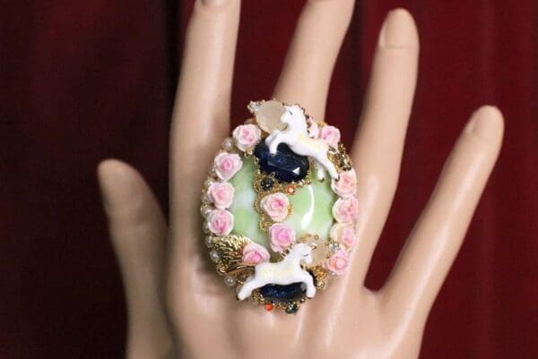 SOLD! 5114 Genuine Huge Sulemani Agate Unicorn Cocktail Adjustable Ring - Image 7