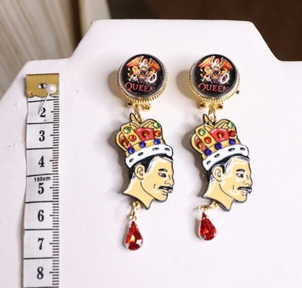 SOLD! 5113 Queen Freddie Mercury Roses Rock Earrings Studs - Image 3