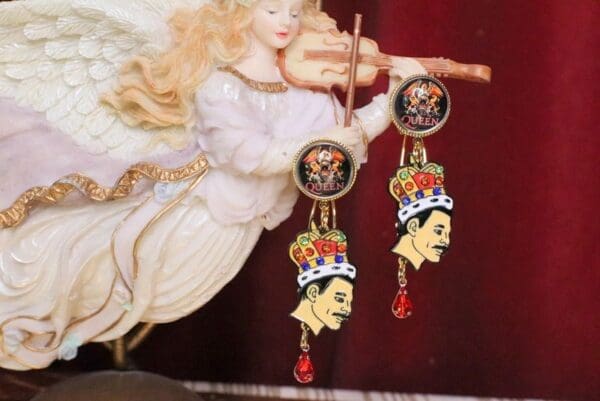 SOLD! 5113 Queen Freddie Mercury Roses Rock Earrings Studs - Image 2