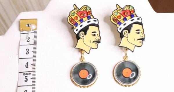 SOLD! 5114 Queen Freddie Mercury Roses Rock Earrings Studs - Image 2