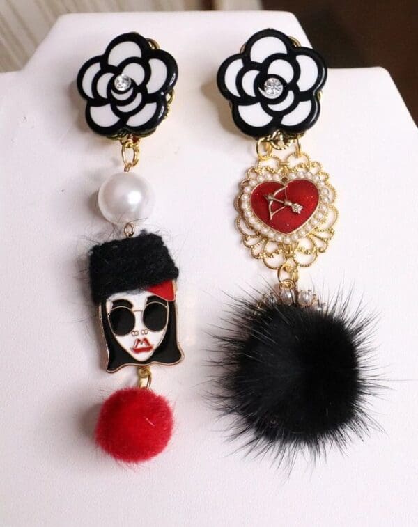 SOLD! 5117 Madame Coco Irregular Fur Fun Earrings Studs