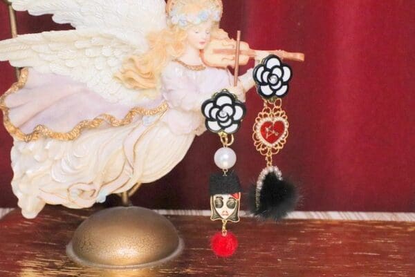 SOLD! 5117 Madame Coco Irregular Fur Fun Earrings Studs - Image 7