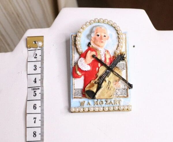 SOLD! 5131 Huge Hand Painted Wolfgang Amadeus Mozart Unique Brooch - Image 4