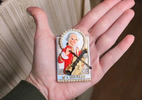 SOLD! 5131 Huge Hand Painted Wolfgang Amadeus Mozart Unique Brooch - Image 3