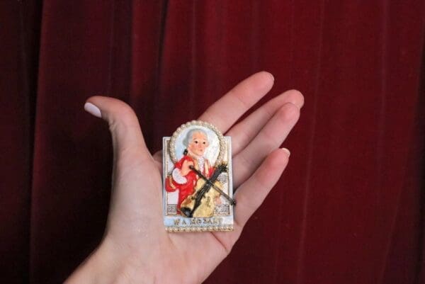 SOLD! 5131 Huge Hand Painted Wolfgang Amadeus Mozart Unique Brooch - Image 5