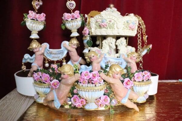 SOLD! 5171 Amore Mio Baroque Hand Painted Musical Cherubs Angels Vases Necklace - Image 2