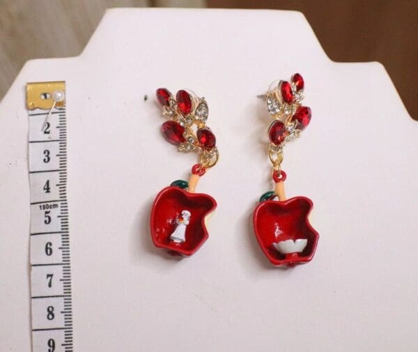 SOLD! 5191 Snowwhite Apple Irregular Earrings Studs - Image 2