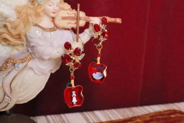 SOLD! 5191 Snowwhite Apple Irregular Earrings Studs - Image 3