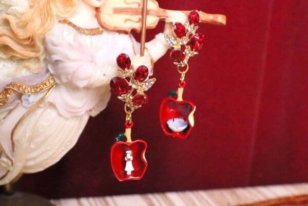 SOLD! 5191 Snowwhite Apple Irregular Earrings Studs - Image 4