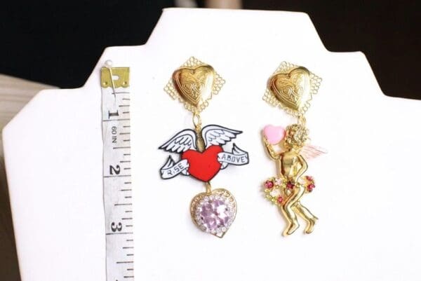 SOLD! 5218 Baroque Irregular Rise Above Earrings Studs - Image 4