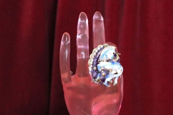 SOLD! 5409 Genuine Huge Sulemani Agate Unicorn Cocktail Adjustable Ring - Image 6