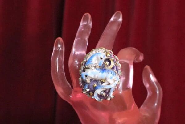 SOLD! 5409 Genuine Huge Sulemani Agate Unicorn Cocktail Adjustable Ring - Image 7