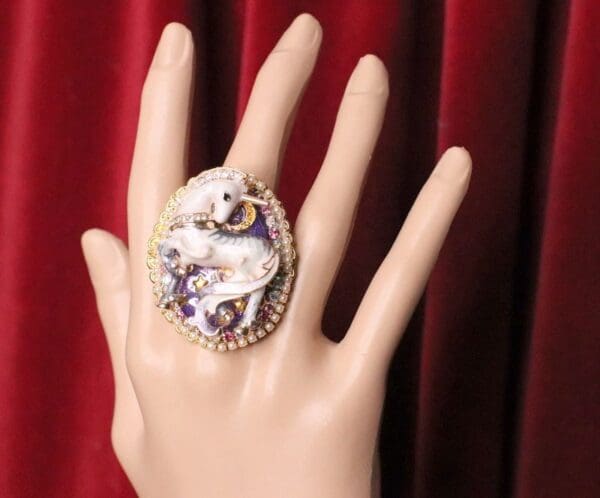 SOLD! 5410 Genuine Huge Sulemani Agate Unicorn Cocktail Adjustable Ring - Image 6