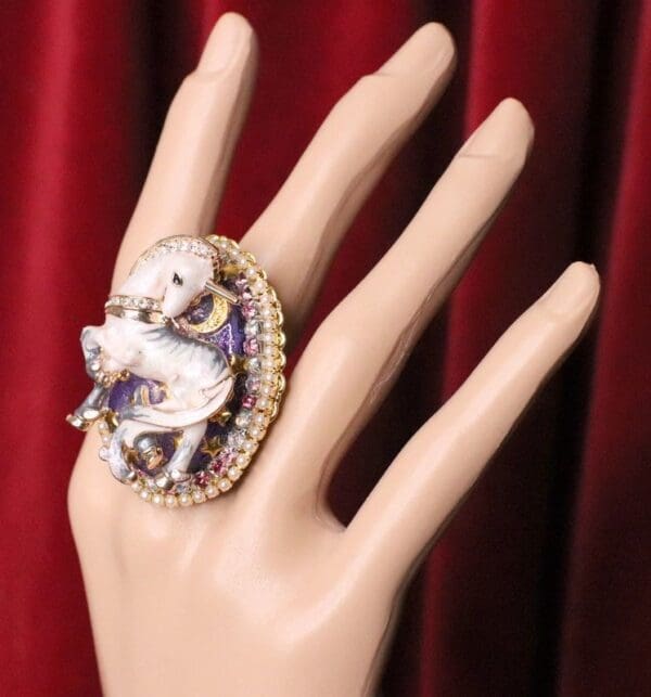 SOLD! 5410 Genuine Huge Sulemani Agate Unicorn Cocktail Adjustable Ring - Image 7