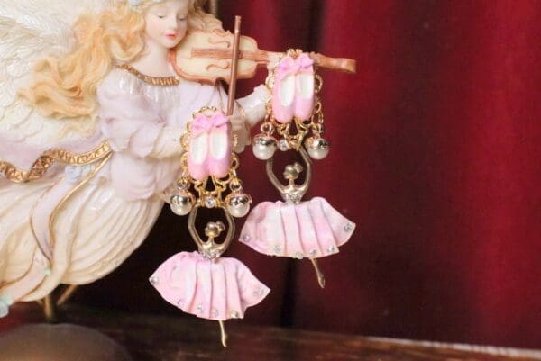SOLD! 5412 Stunning Pink Ballerina Crystal Studs Earrings - Image 2