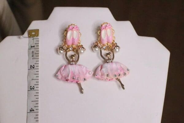 SOLD! 5412 Stunning Pink Ballerina Crystal Studs Earrings - Image 3