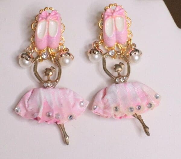 SOLD! 5412 Stunning Pink Ballerina Crystal Studs Earrings - Image 4