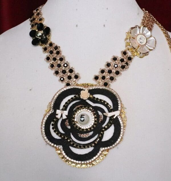 SOLD! 5414 Madam Coco Long Huge Camellia Number 5 Necklace - Image 2