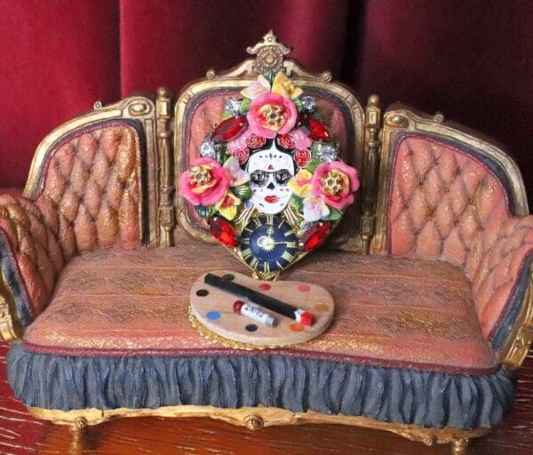 SOLD! 5416 Frida Kahlo Artist Hand Painted Enamel Huge Brooch - Image 5
