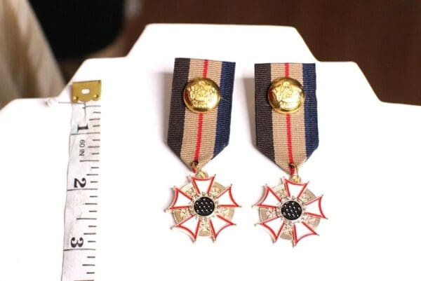 SOLD! 5420 Madam Coco Medal Order Unusual Studs Earrings - Image 3