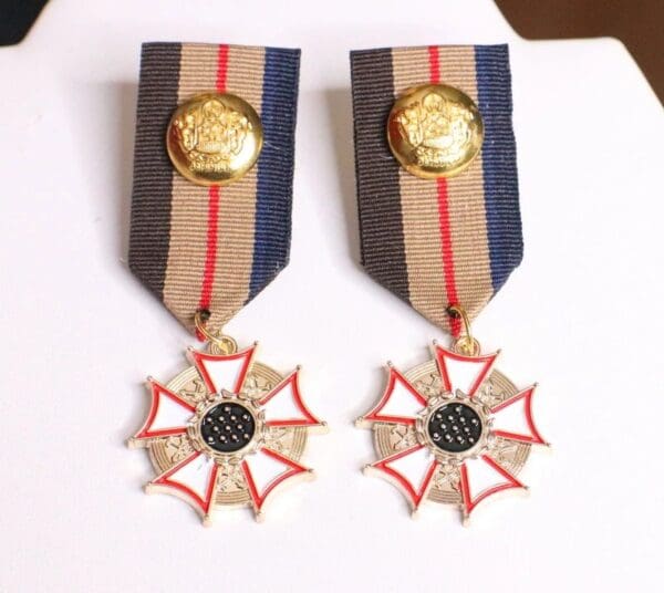SOLD! 5420 Madam Coco Medal Order Unusual Studs Earrings - Image 4
