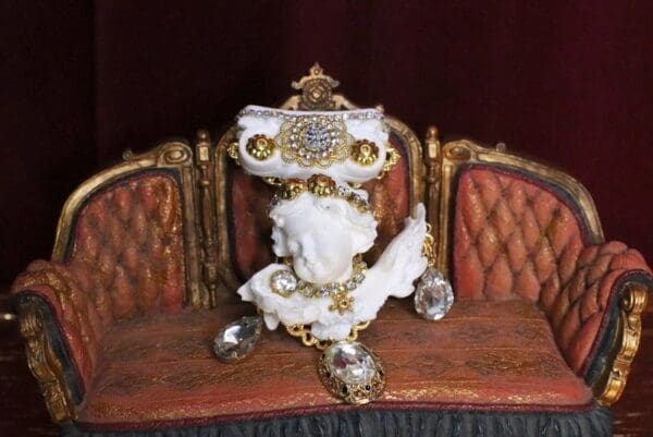 SOLD! 5441 Baroque Chubby White Cherub Roman Column Massive Brooch - Image 4