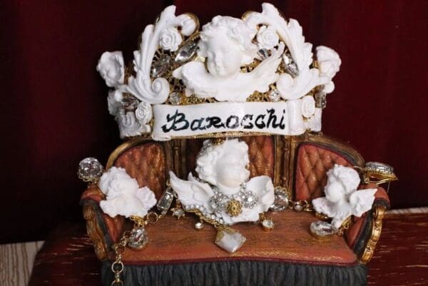 SOLD! 5442 Baroque Chubby White Cherub Roman Column Massive Bracelet - Image 2