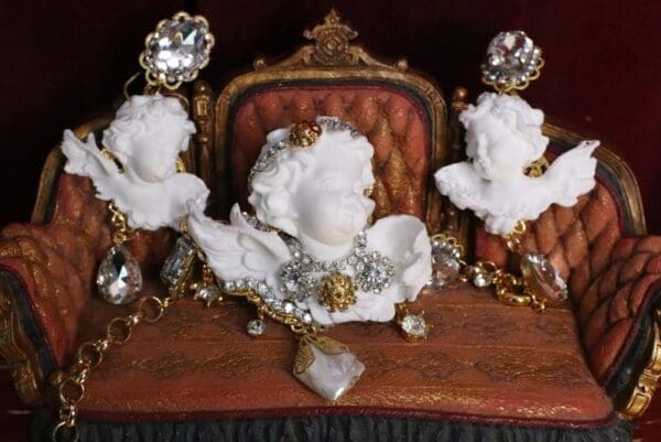 SOLD! 5442 Baroque Chubby White Cherub Roman Column Massive Bracelet - Image 3