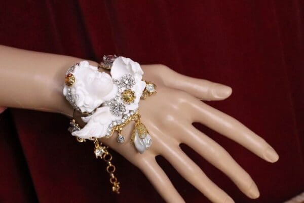 SOLD! 5442 Baroque Chubby White Cherub Roman Column Massive Bracelet - Image 4