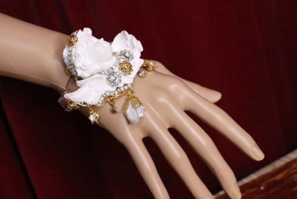 SOLD! 5442 Baroque Chubby White Cherub Roman Column Massive Bracelet - Image 5