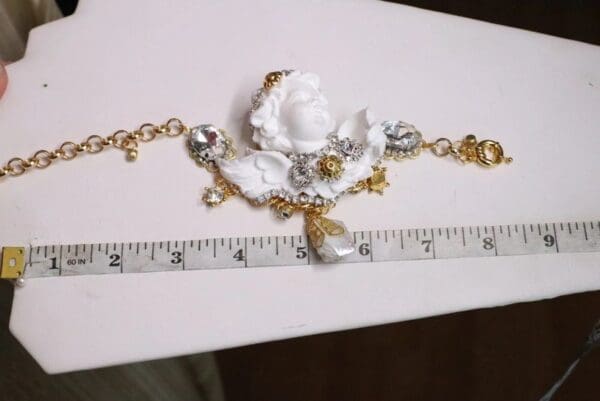 SOLD! 5442 Baroque Chubby White Cherub Roman Column Massive Bracelet - Image 8