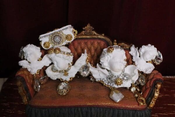 SOLD! 5442 Baroque Chubby White Cherub Roman Column Massive Bracelet - Image 9