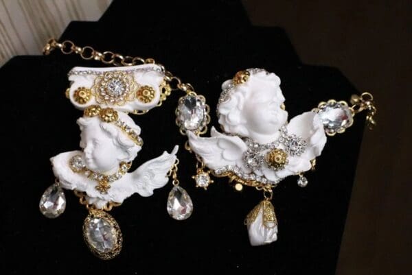 SOLD! 5442 Baroque Chubby White Cherub Roman Column Massive Bracelet - Image 10