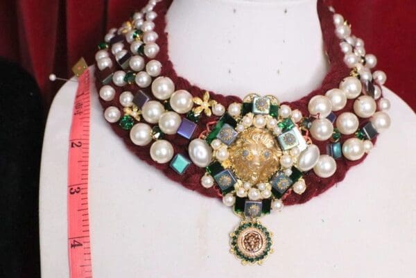 SOLD! 5487 Crochet Pearl Warm Lion Collar Necklace - Image 2